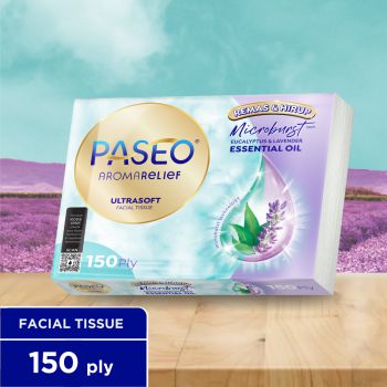 Paseo Aroma Relief Travel Pack 50 sheet, 3ply, 12 Pack/Bundle